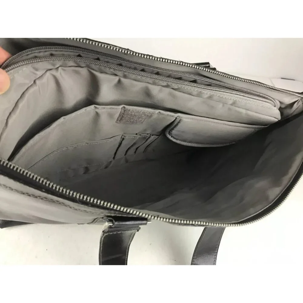 Denali Womens Brown Leather Inner Dividers Pockets Double Handles Laptop Bag‎